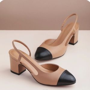 Edited Pieces (EP) slingback camel/black pump size 5.5
